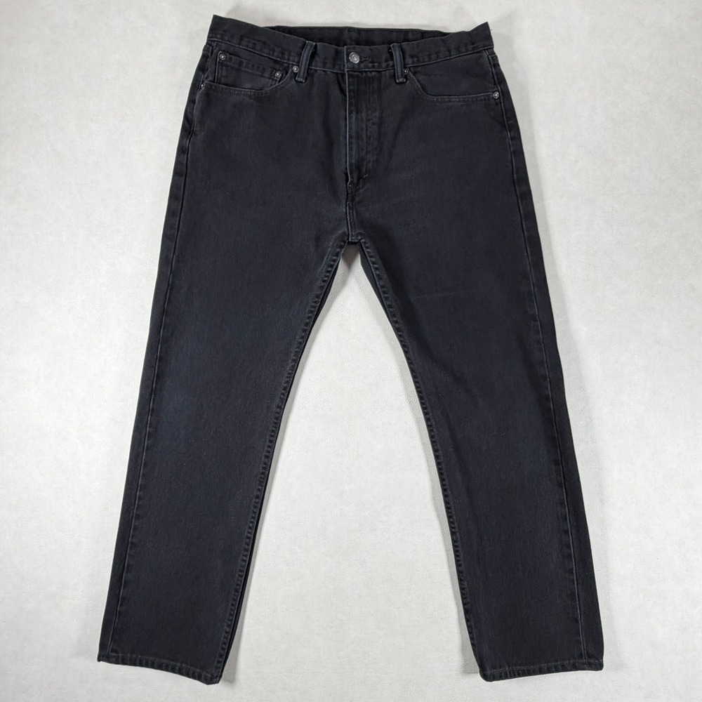 Levis 505 Regular Fit Straight Leg Black Jeans Denim Mens 38x32